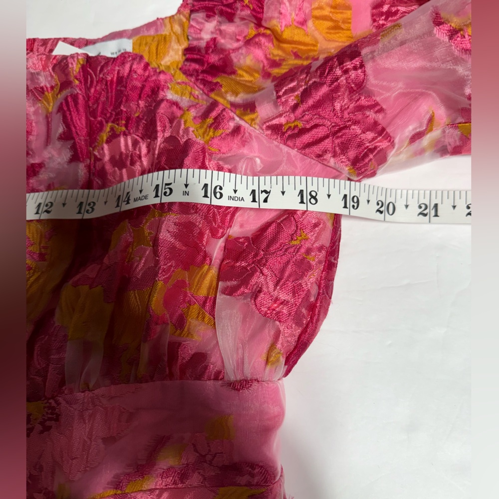 Petal & Pup Olivia Organza Pink and Yellow Floral Mini Dress - Picture 13 of 16